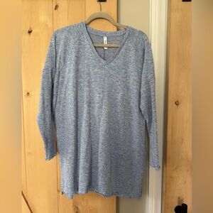 Blue V-Neck Long Sleeve Breastfeeding sweater top